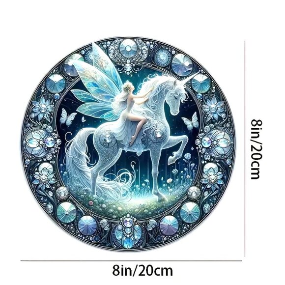 Suncatcher Fairy Unicorn Fantasy Hanging Window Decor Art Colorful In/Outdoor - Picture 3 of 4